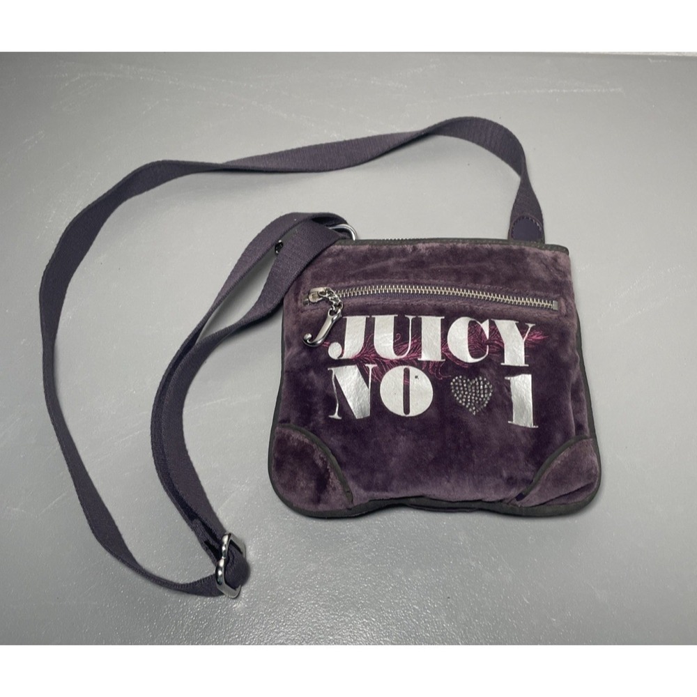 Vintage Juicy Couture Y2K Purple Velour Crossbody Purse Bag